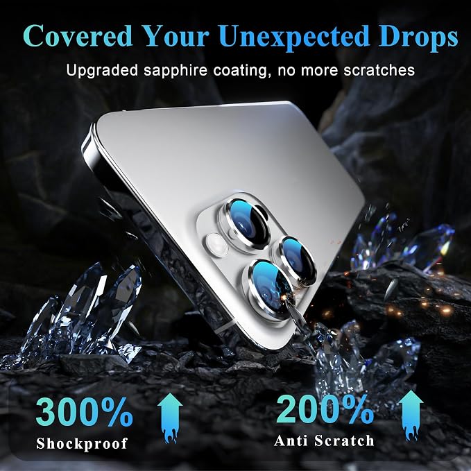 YWXTW Camera Lens Protector for iPhone 16 Pro/iPhone 16 Pro Max, Tempered Glass