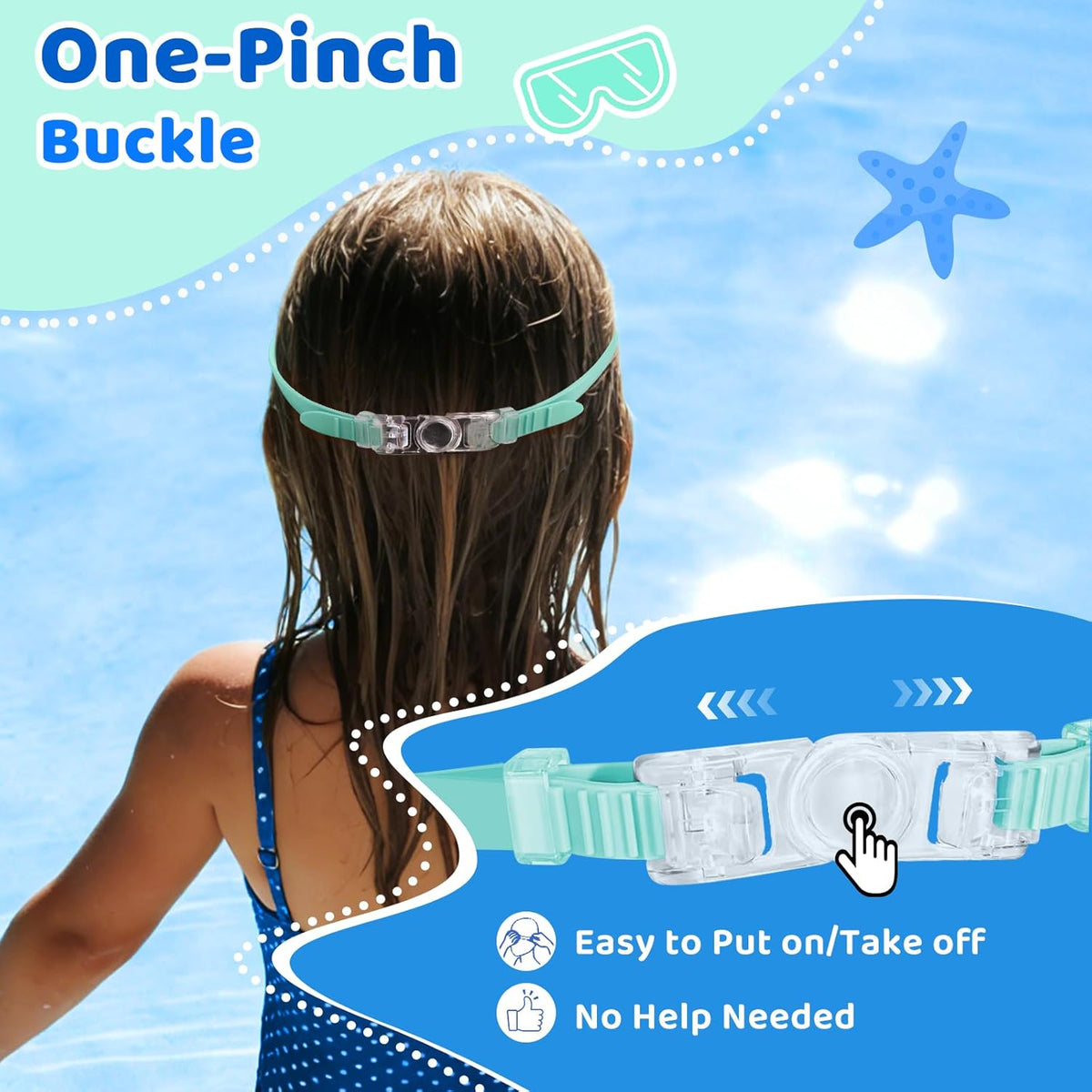 Vvinca Kids Swim Goggles - Anti-Fog UV Protection & Nose Cover | 2 Pack for Ages 3-14