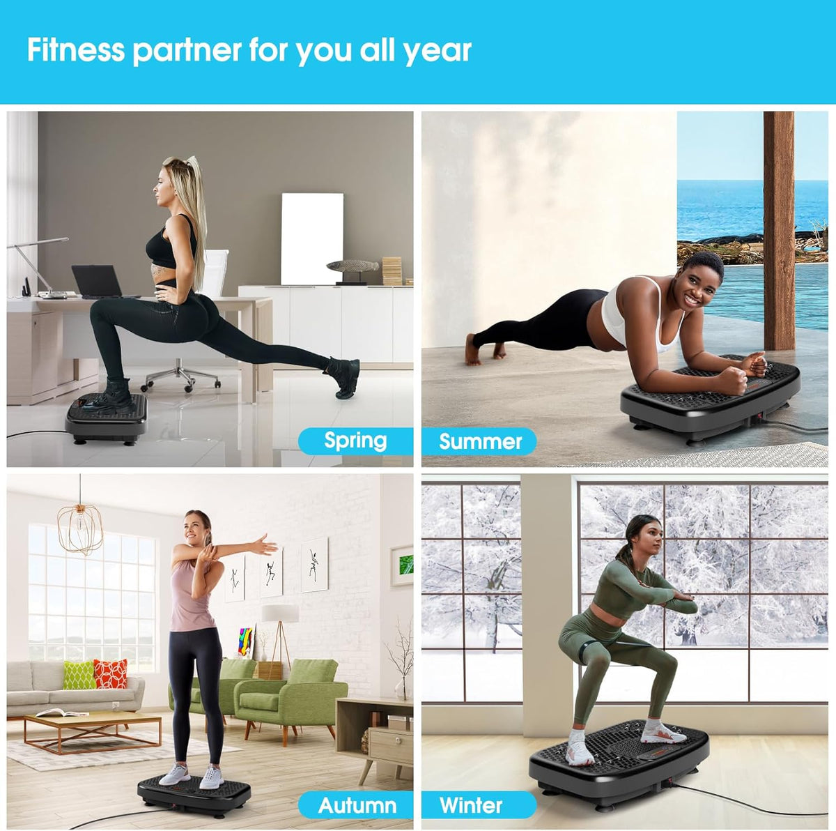 SoftGym Vibration Plate - Whole Body Workout Machine for Lymphatic Drainage | 450 Lbs Capacity with Resistance Bands