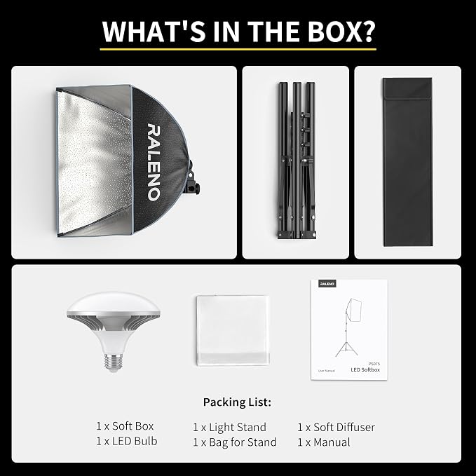 RALENO Softbox Photography Lighting Kit, Continuous Light