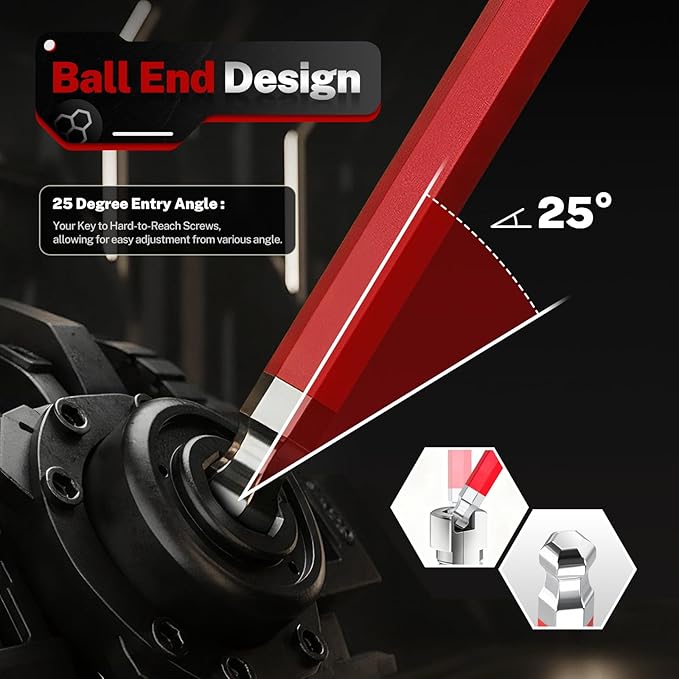 TOMMARS 31-Piece Stubby Allen Wrenches Set Ball End Hex Key Set SAE(0.05"-3/8") Metric(1.5mm-10mm) TORX(T10-T50)