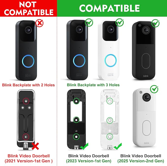 New No Drill Mount for Blink Video Doorbell Camera, Adhesive Blink Doorbell