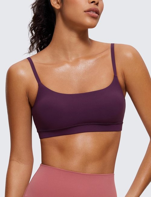 CRZ YOGA Sports Bras for Women - Butterluxe Adjustable Spaghetti Strap, Wireless Padded Crop Top