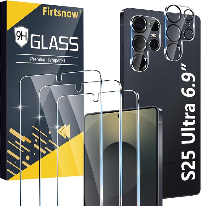 firtstnow 3 Pack for Samsung Galaxy S25 Ultra Screen Protector Tempered Glass +