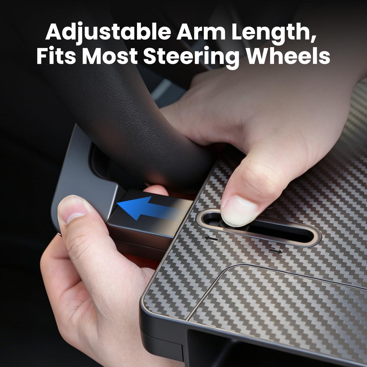 2-in-1 Car Steering Wheel Desk Tray & Slim Seat Gap Filler Organizer, Foldable Car Table for Eating Working, Carbon Fiber Car Laptop Tray & Seat Organizer for Car SUV Truck