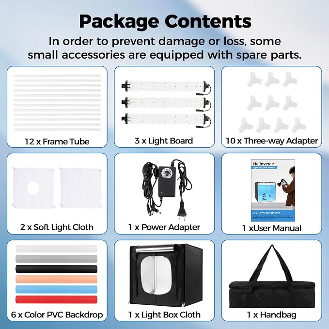 Photo Light Box, Portable 12/16/20/24/32 Photo Studio Light Box, Shooting Tent