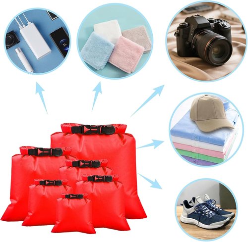 6PCS Waterproof Dry Bags by [Brand Name] - Lightweight Outdoor Storage for Kayaking, Hiking & Camping