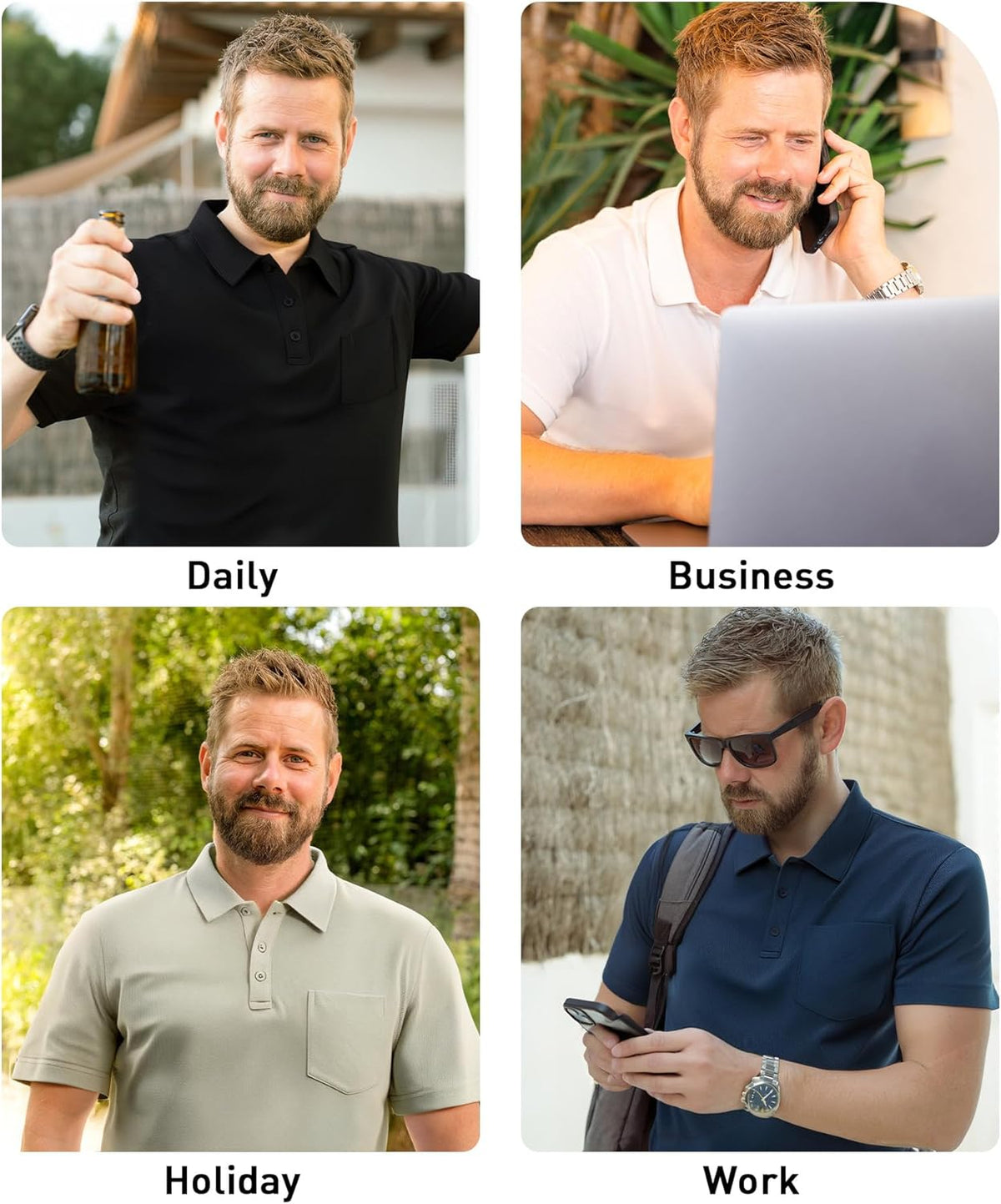 SCODI Men's Pocket Polo Shirts - 5 Pack Short Sleeve Golf Tees | Moisture-Wicking Casual Athletic Wear