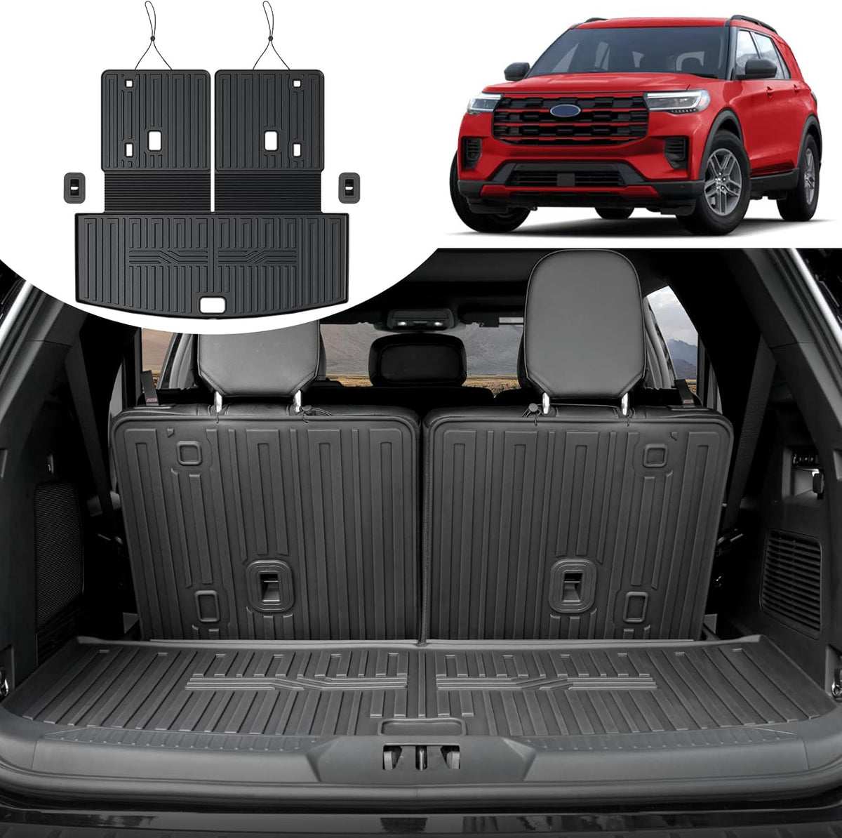 Cargo Mat for 2020-2025 2026 Ford Explorer Accessories All Weather Trunk Liner Replacement for 2025 2026 Ford Explorer ST Accessories 2024 2023 2022 2021