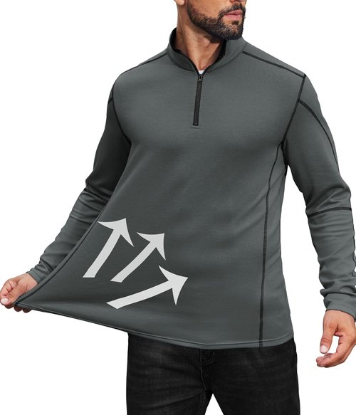 COOFANDY Men's Athletic Quarter Zip Pullover - Long Sleeve Running Shirt for Fall Sports | Comfortable Workout Sweatshirt