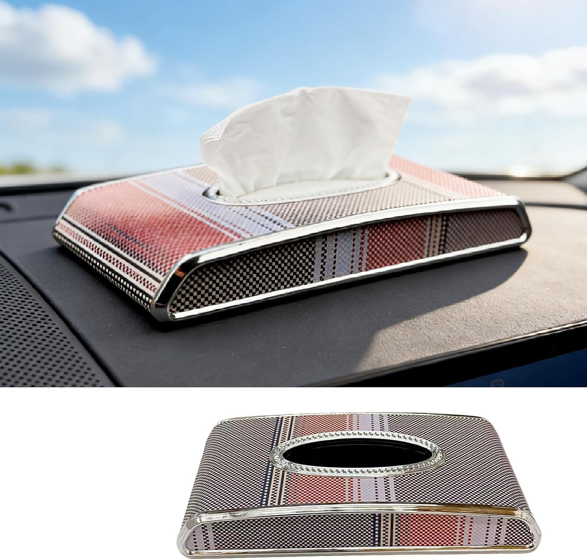 Car Tissue Holder, Flat Tissue Box for Car, Napkin Organizer