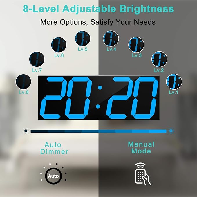 CHKOSDA LED Large Digital Wall Clock, Oversize Wall Clock