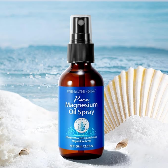 Pure Magnesium Oil Spray Organic Natural Magnesium Spray Glass Bottle, Easy to Absorb and Use, Magnesium Oil Spray for Feet 2Pack