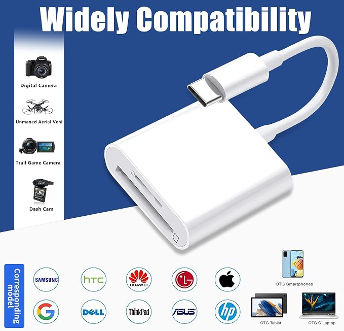 USB C SD Card Reader, Type C SD Card Reader, Supports SD and MicroSD Memory