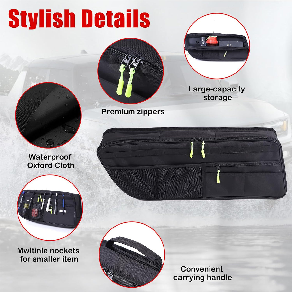 Car Trunk Organizer Storage Cargo for Hummer EV SUV Accessories Large Capacity Stable Foldable Multi-Function Trunk Side Window Luggage Storage Bag Rear Trunk Organizer for 2024 2025 2026 (Right)