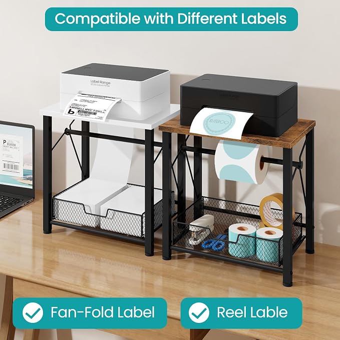 ELITEROO Label Holder for Rolls and Fanfold Labels, Wood Thermal Label Holder