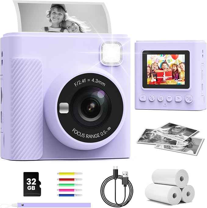 TIATUA Kids Instant Print Camera, Christmas Birthday Gifts