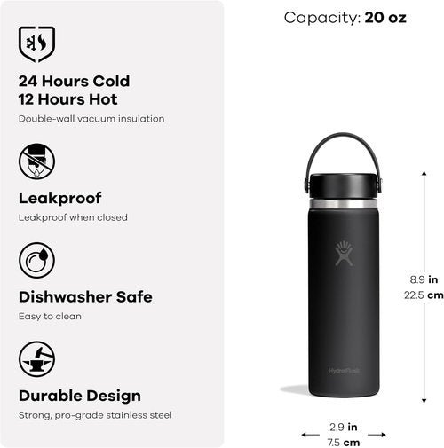 Hydro Flask Water Bottle - Insulated Stainless Steel - 20 Oz Wide Mouth Flex Lid in Mermaid Green