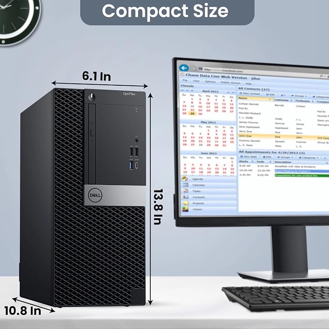 Dell Tower Desktop PC – Intel Core i7-7700 7th Gen Processor – 8GB DDR4 RAM – 256GB SSD – Keyboard & Mouse – Built-in Wi-Fi – Office, Home, Business Desktop Computer Windows 11 Pro (Renewed)