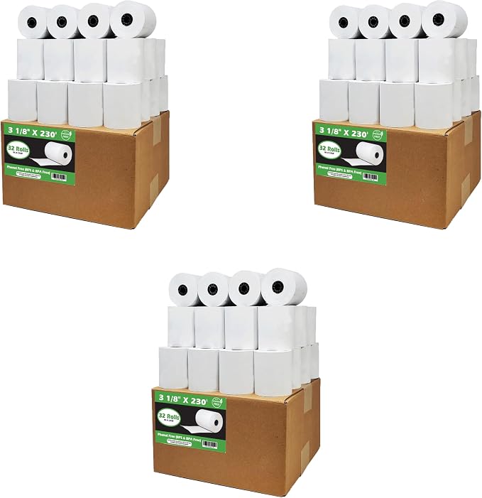Phenol Free Thermal Paper 3 1/8 x 230 Receipt Rolls fits all Clover POS Cash