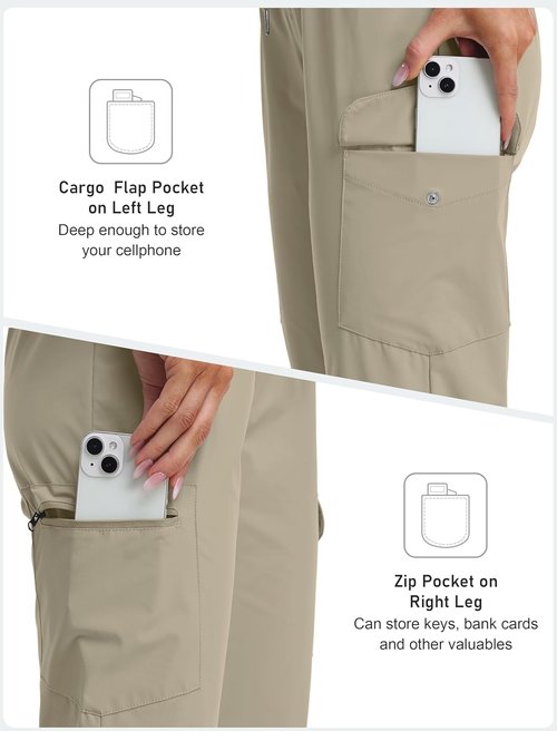 MoFiz Capri Pants for Women - Lightweight Ice Cool Casual Capris with Zipper Pockets | Perfect for Summer Trips