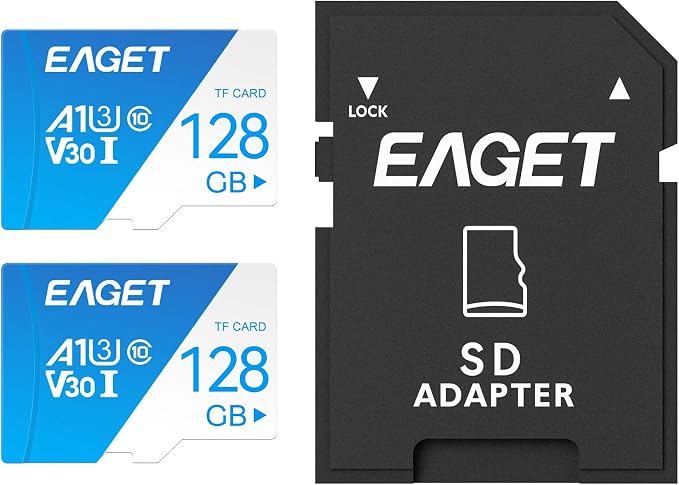 EAGET 2-Pack 128GB TF Memory Card Up to 100MB/s Read