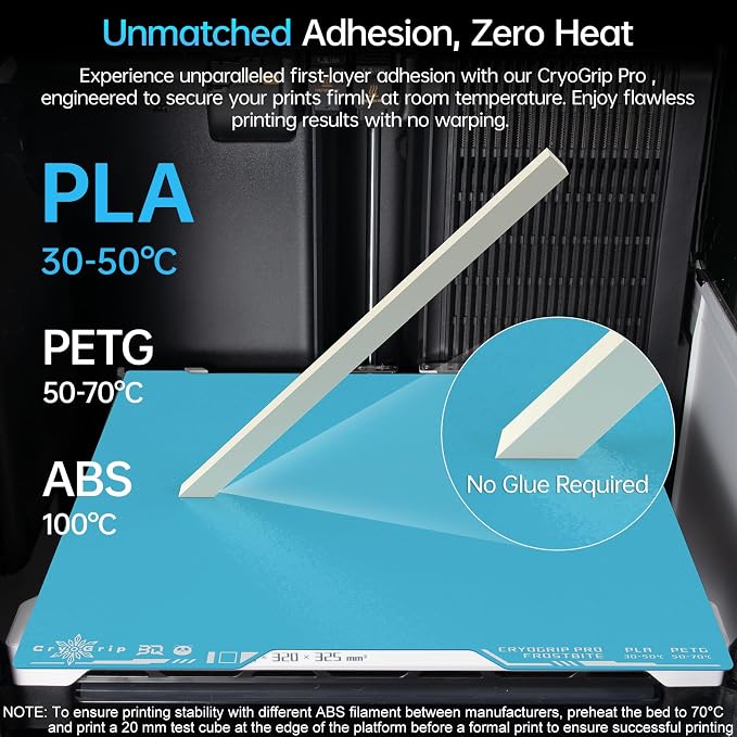 BIQU CryoGrip Pro Frostbite for Bambu-Lab H2D/H2S 3D Printer 355x346mm Cold