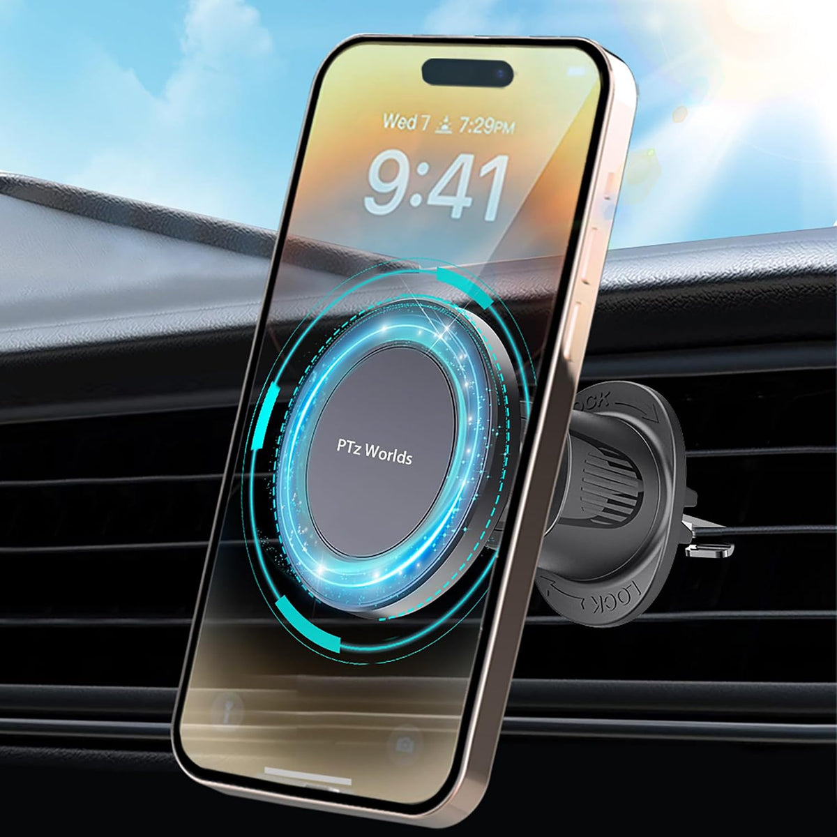 Car Vent Phone Mount - Magnetic Phone Holder for Car, Very Strong Magnet, Upgrade Adjustable Screw AC Mount, Compatible with MagSafe, iPhone, Galaxy, Pixel & Other Smartphones, 360 Rotation