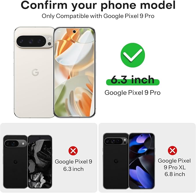 OMOTON for Google Pixel 9 Pro Screen Protector 6.3 inches, 3 Pack Tempered