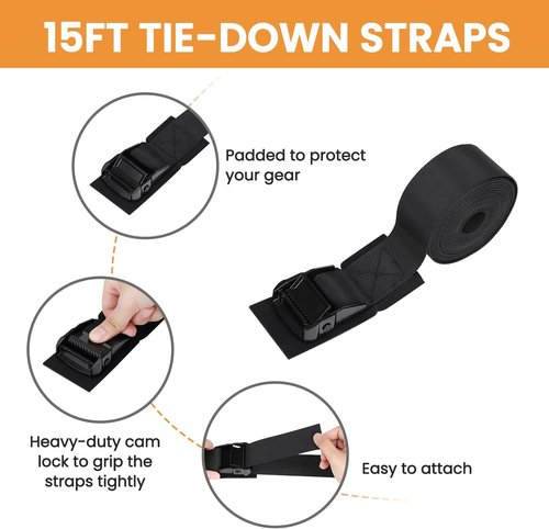 HEYTRIP Heavy-Duty Tie Down Straps for Kayak & Canoe | 15FT Bow & Stern Ropes with Storage Bag