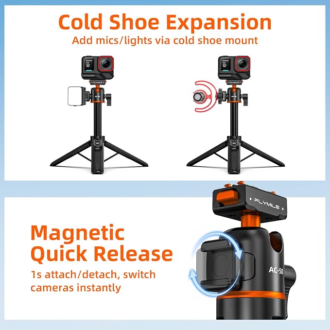 Tripod for Insta360 X5 ACE Pro 2, 21” Selfie Stick Quick Release Extension Rod