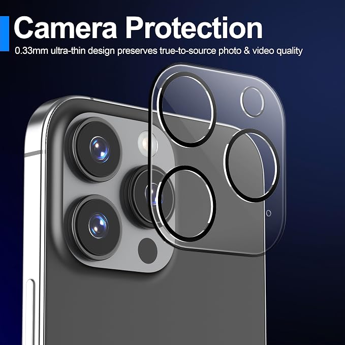Ailun 3 Pack Screen Protector for iPhone 15 Pro Max + 3 Pack Camera Lens