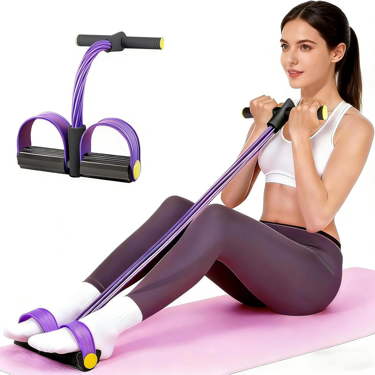 Skiennix Pedal Resistance Bands - 6-Tube Manual Tension Training for Women | Natural Rubber Handles