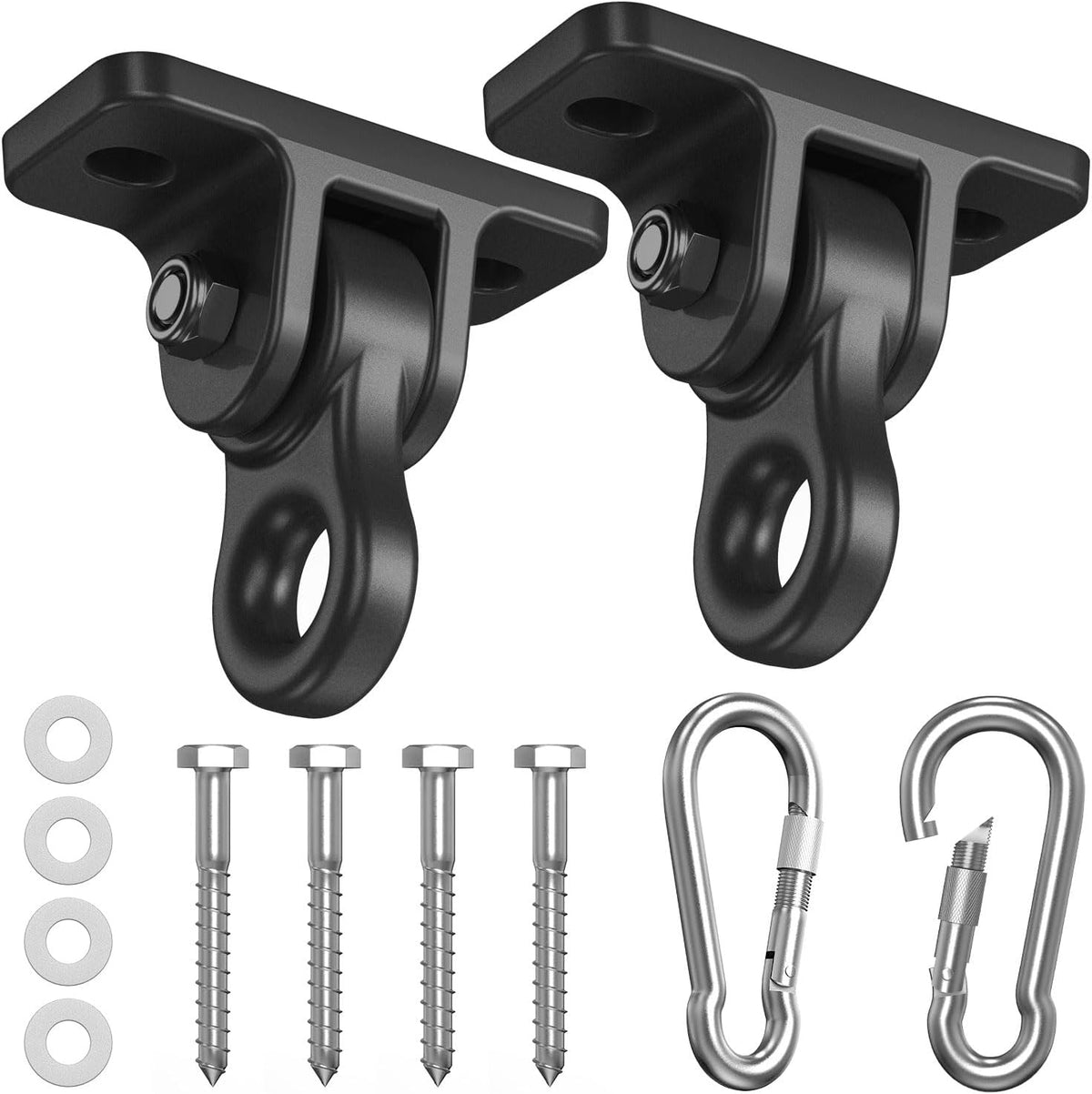 Skiennix Heavy Duty Swing Hangers - Corrosion Resistant Alloy Steel, 5000+ lb Capacity | Set of 2, Black