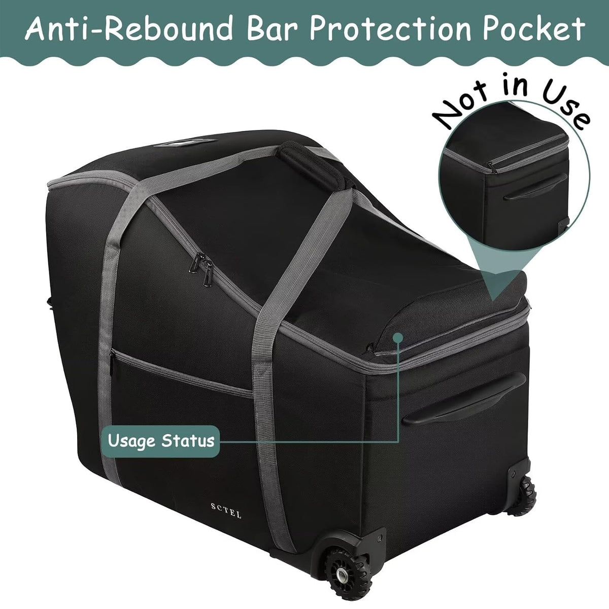 SCTEL Infant Car Seat Travel Bag Fit Doona Car Seat Stroller and Base