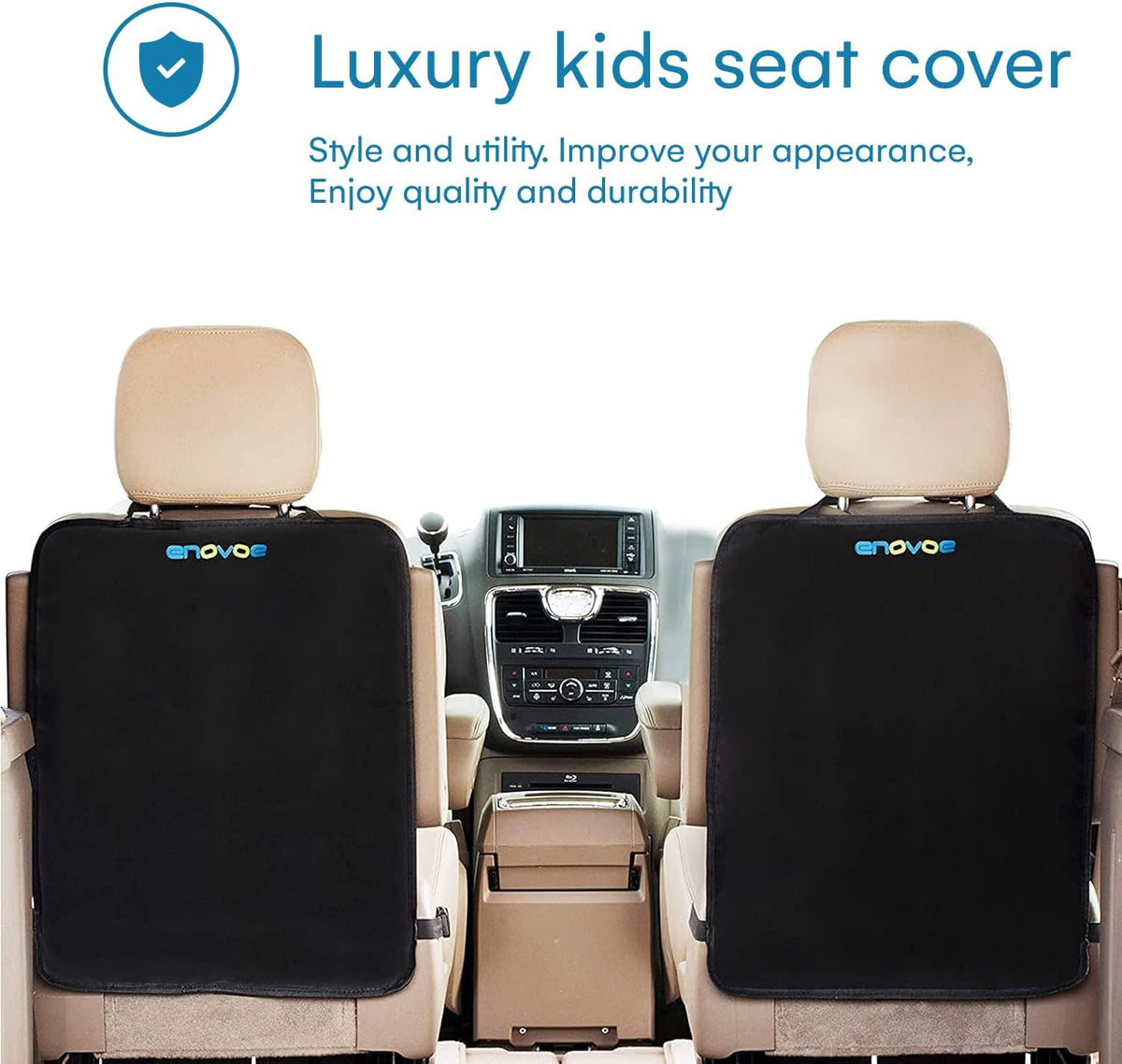 Enovoe Car Seat Protectors for Kids - 4 Pack Premium Quality Car Seat Cover Back Seat Offers Waterproof Protection from Mud and Scratches - 18" x 24" with Adjustable Straps and Games for Kids