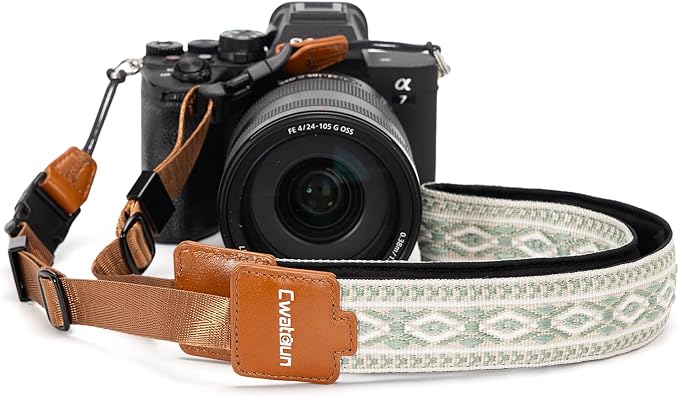 Cwatcun Bohemian Floral Camera Strap, Adjustable Crossbody DSLR Strap