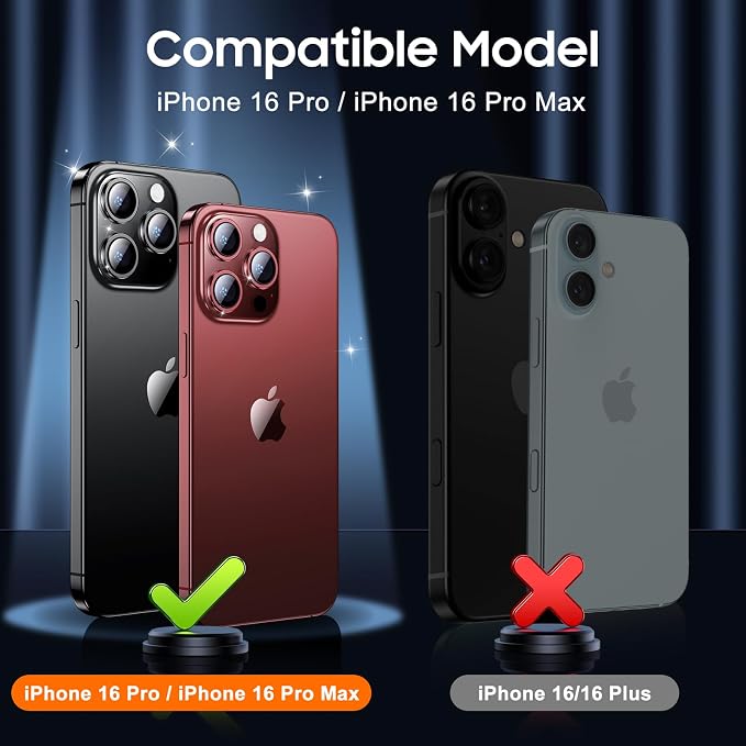 UniqueMe for 3 Pack iPhone 16 Pro/iPhone 16 Pro Max Camera Lens Protector