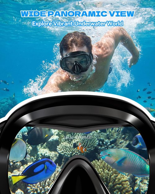 Aegend Diving Mask - Anti-Fog, Anti-UV Wide View Snorkel Mask for Adults & Youth | Perfect for Scuba Diving & Swimming