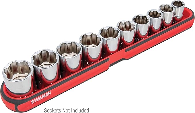 Steelman 75105 Medium 12-Inch Long Magnetic Steel Socket Storage and Parts Accessory Tray