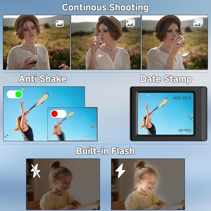 Digital Camera, 56MP 2.7K Dual-Screen Selfie Camera