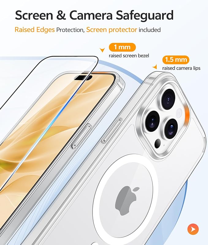 FNTCASE for iPhone 15 Pro Case: Anti Yellowing Transparent Clear Magnetic Phone