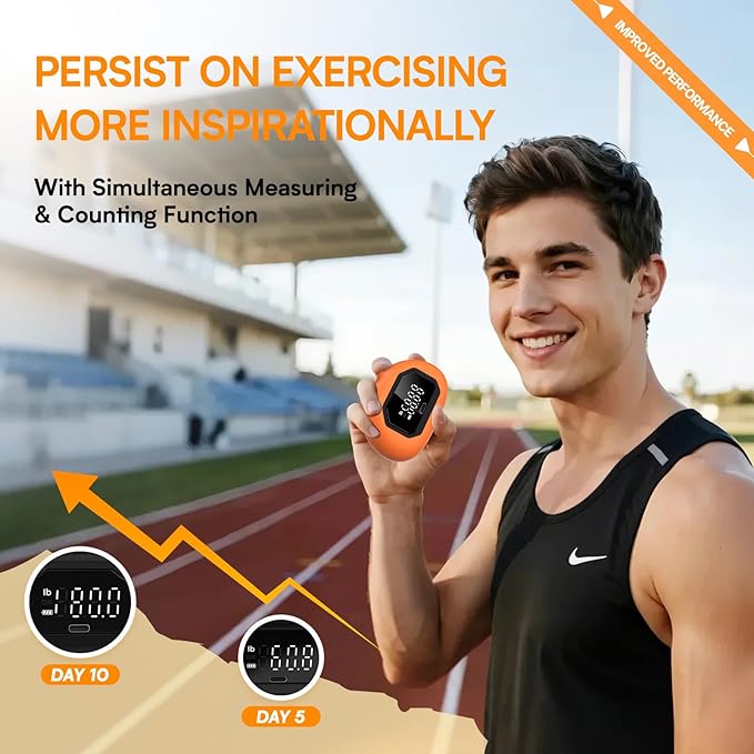 Hand Grip Strength Tester Trainer - Strength Dynamometer for Fun Rechargeable Hand Exercising Device with Finger Exerciser and Stretcher Exercise Workout Equipment