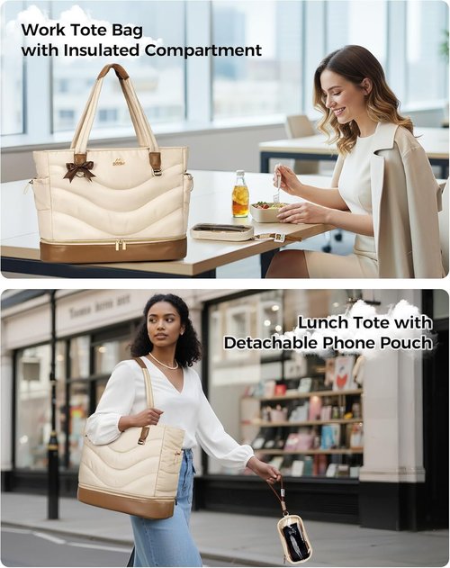 MATEIN Puffer Bag - Insulated Work Tote with Lunch Compartment & Padded 15.6" Laptop Sleeve