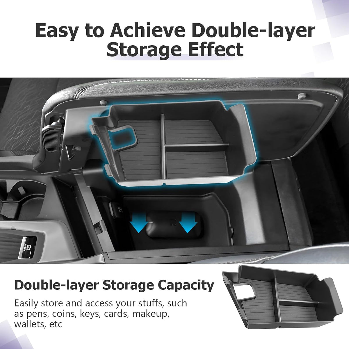 LUWU 2024-2027 Charger Daytona Center Console Organizer for 2024 2025 2026 2027 Charger Daytona R/T Scat Pack Accessories OEM Fit Armrest Console Storage Box Insert Tray Durable ABS Material Black