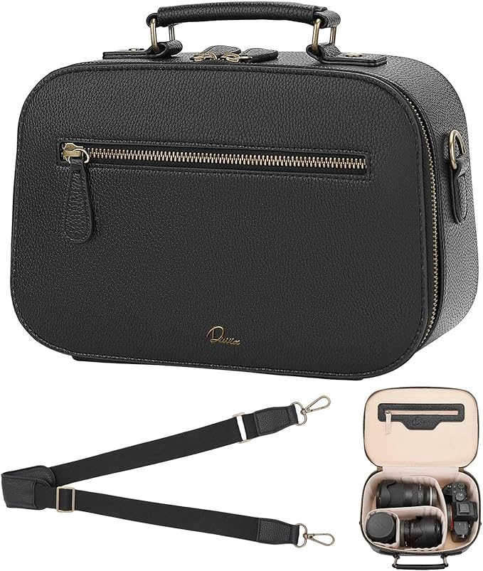 Camera Sling Bag, Waterproof PU Leather Crossbody Camere Bag