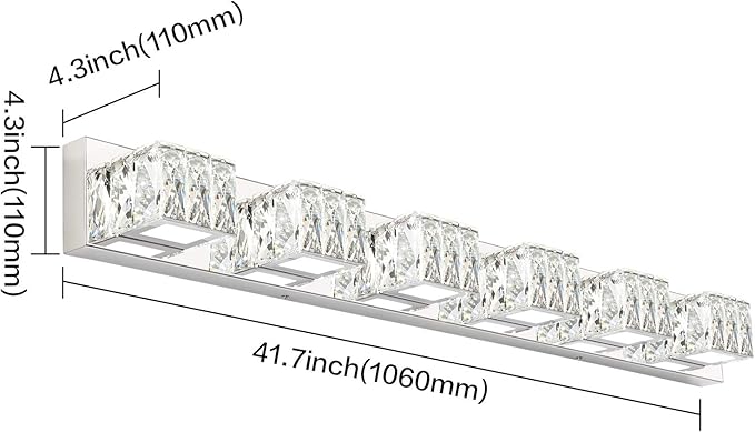 ZUZITO Modern Bathroom Light Fixtures - LED Crystal Vanity Lights Over Mirror - Chrome 6 Lights Bathroom Wall Light Cool White Light 6000K