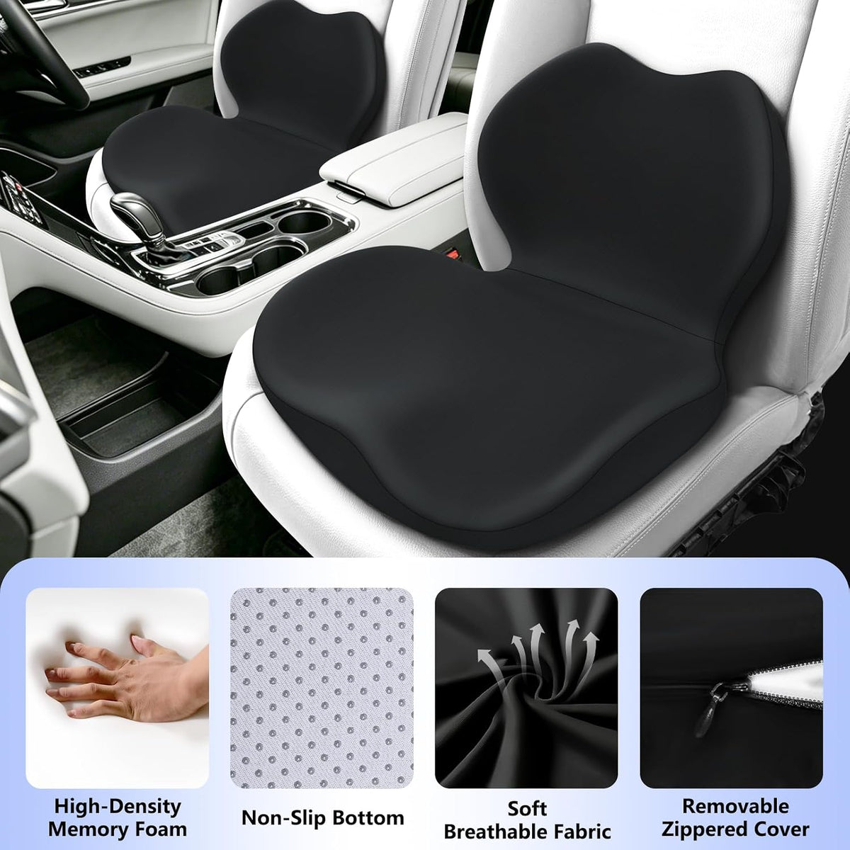 Memory Foam Car Seat Cushion with Lumbar Support Pillow,Driver Seat Cushion