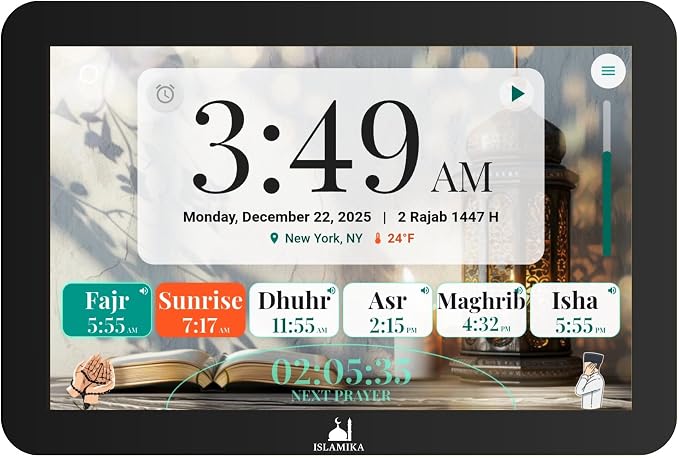 Islamika Smart Islamic Display 10” – WiFi Azan Clock, Global Prayer Times
