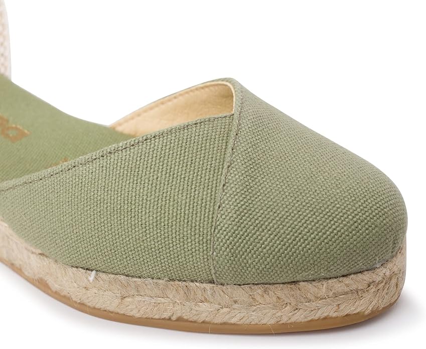 Girona Authentic Spanish Espadrille Wedge Sandals for Women - Sustainable, Eco Friendly, Vegan Shoes. Classic Style, Organic Cotton Canvas Upper, Comfy Insole, Jute Midsole, Rubber Sole. Made in Spain